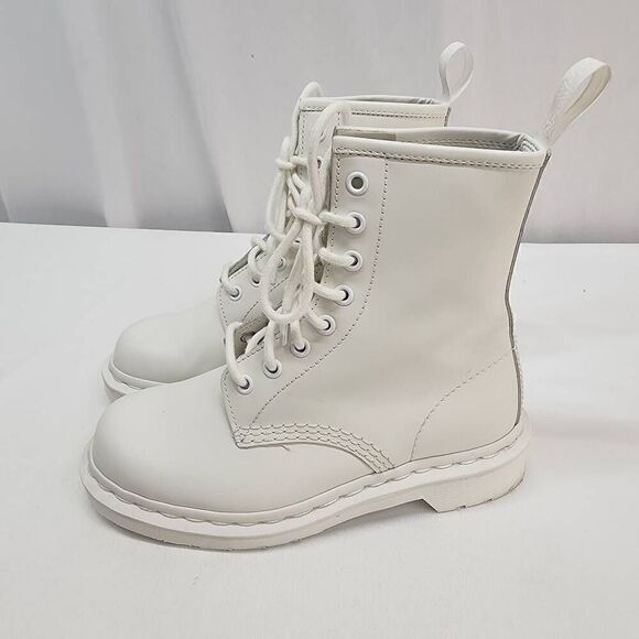 Dr. Martens Doc's Size 5 1460 Mono Smooth Leather Lace Up Boots White B - Picture 6 of 9